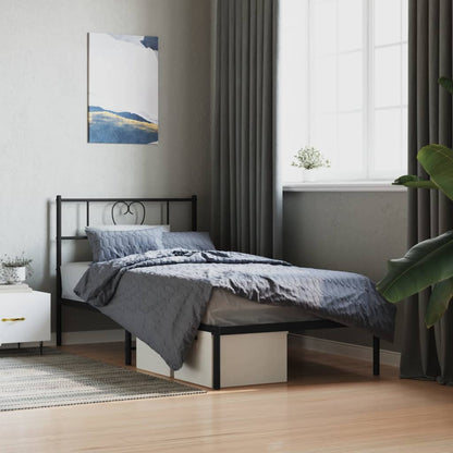 vidaXL Metal Bed Frame without Mattress with Headboard Black 80x200cm