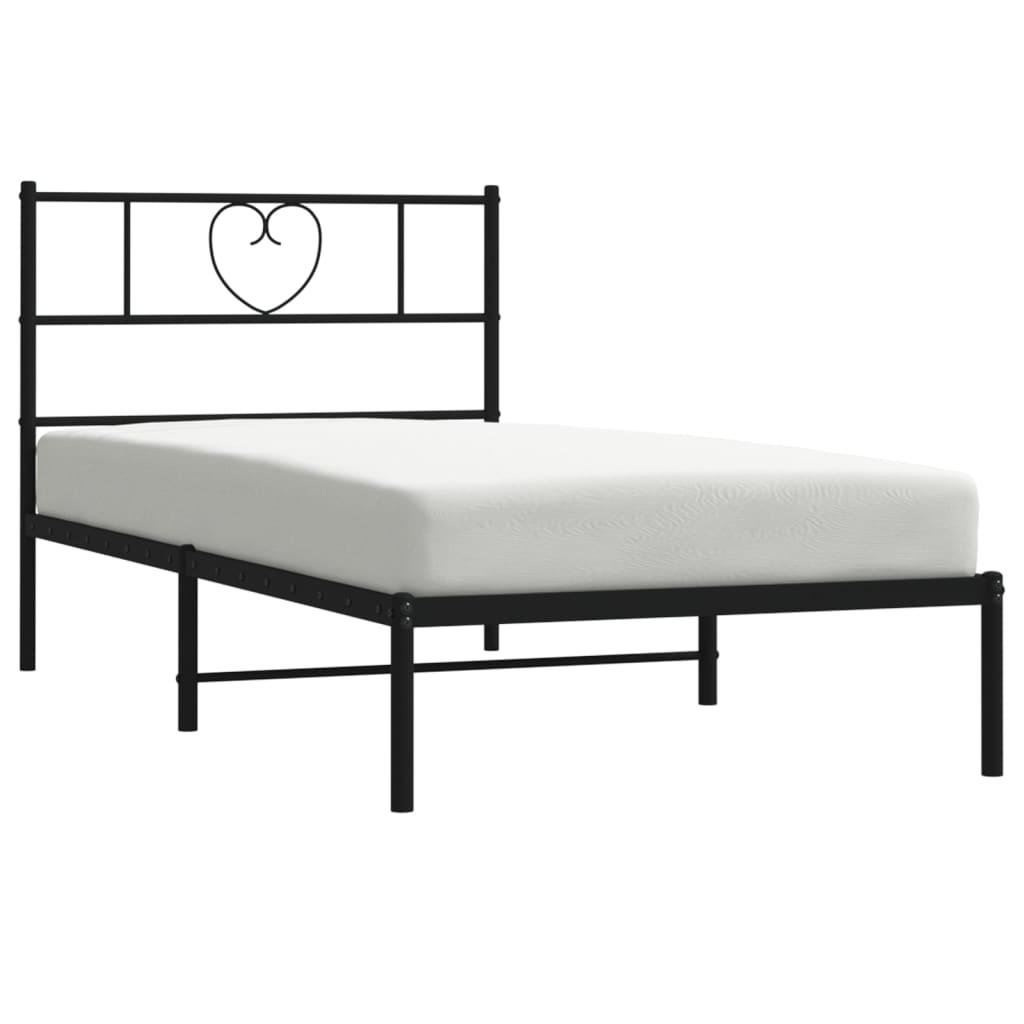 vidaXL Metal Bed Frame without Mattress with Headboard Black 90x200cm