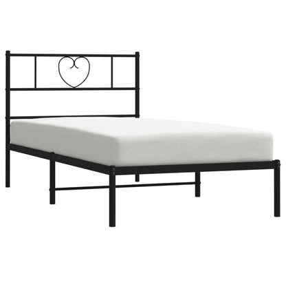 vidaXL Metal Bed Frame without Mattress with Headboard Black 90x200cm