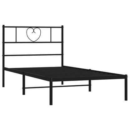 vidaXL Metal Bed Frame without Mattress with Headboard Black 90x200cm