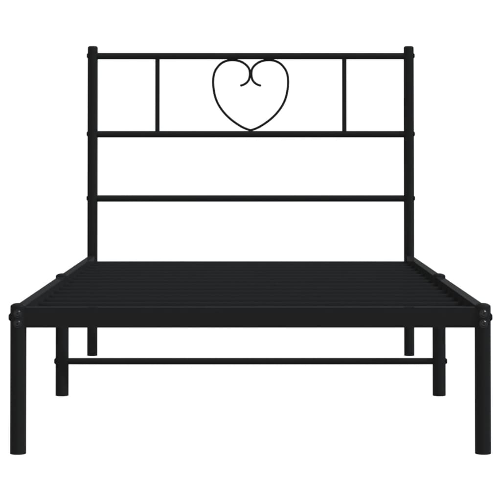 vidaXL Metal Bed Frame without Mattress with Headboard Black 90x200cm