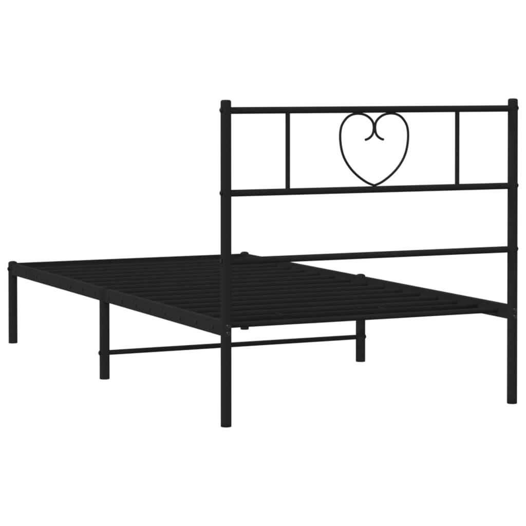 vidaXL Metal Bed Frame without Mattress with Headboard Black 90x200cm
