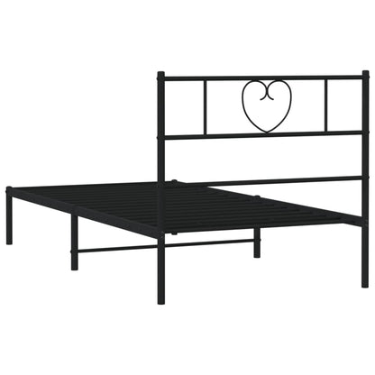 vidaXL Metal Bed Frame without Mattress with Headboard Black 90x200cm