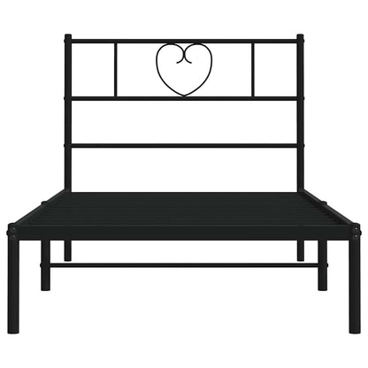 vidaXL Metal Bed Frame without Mattress with Headboard Black 100x190cm
