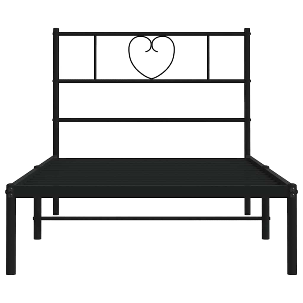 vidaXL Metal Bed Frame without Mattress with Headboard Black 100x200cm