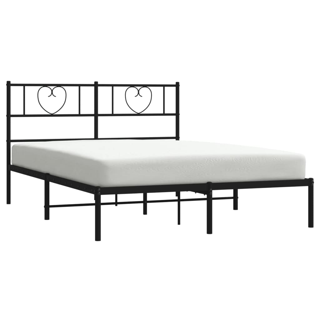 vidaXL Metal Bed Frame without Mattress with Headboard Black 120x200cm