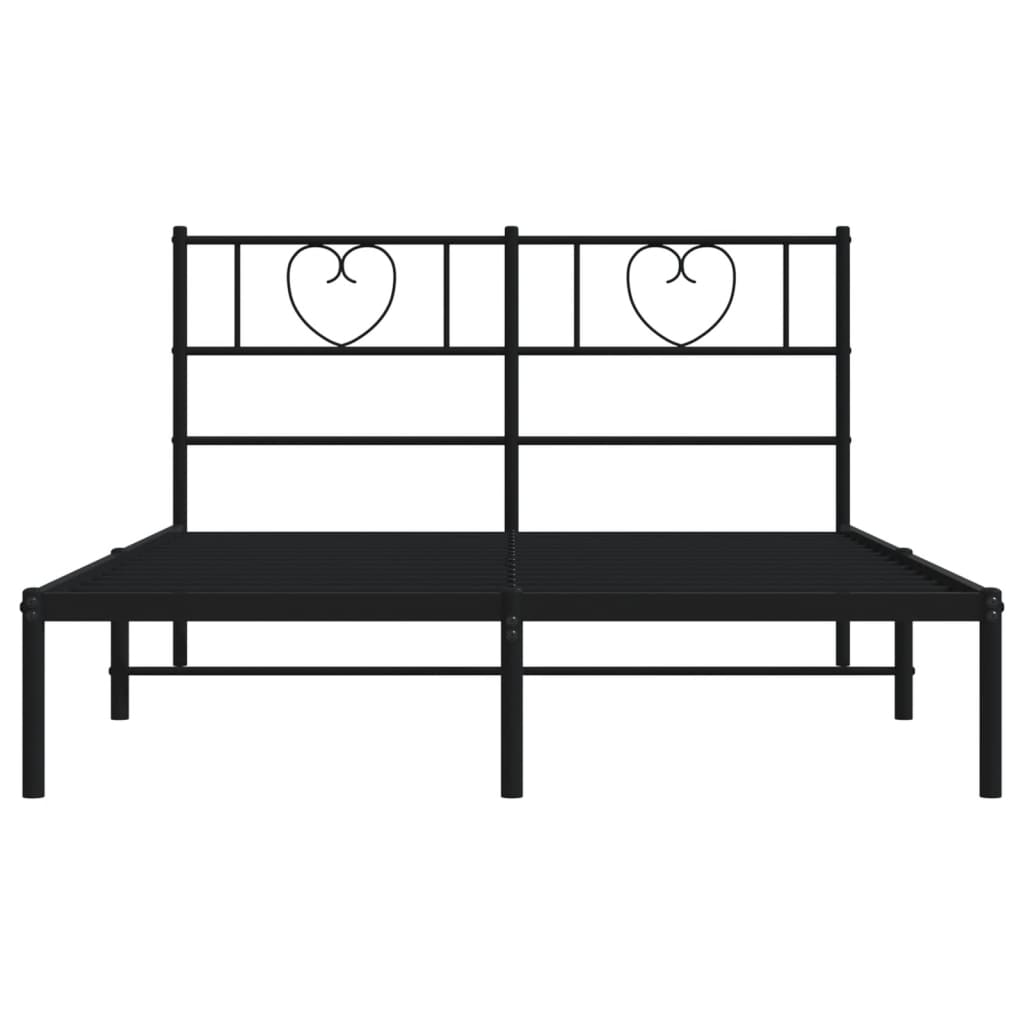 vidaXL Metal Bed Frame without Mattress with Headboard Black 120x200cm