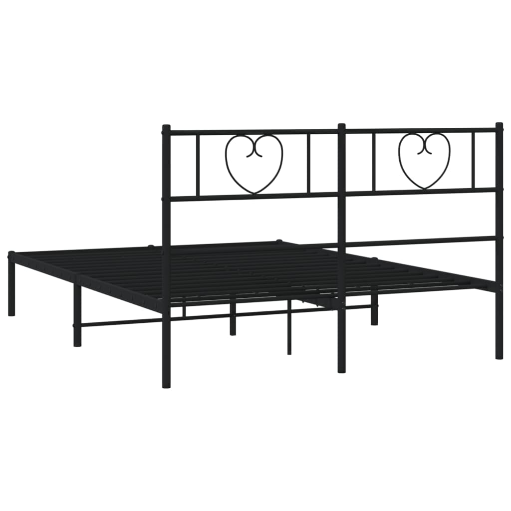 vidaXL Metal Bed Frame without Mattress with Headboard Black 120x200cm