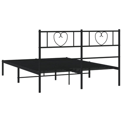 vidaXL Metal Bed Frame without Mattress with Headboard Black 120x200cm