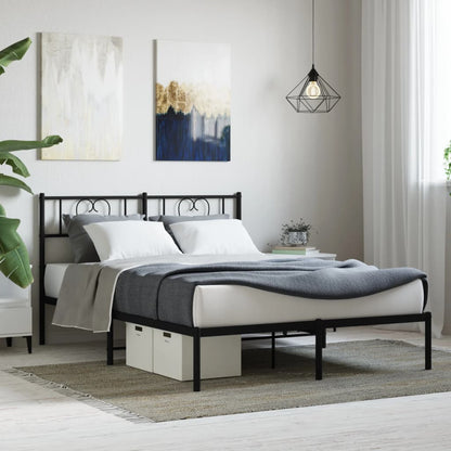 vidaXL Metal Bed Frame without Mattress with Headboard Black 120x200cm