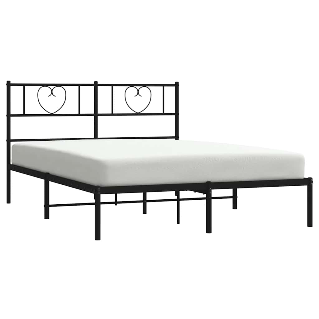 vidaXL Metal Bed Frame without Mattress with Headboard Black 135x190cm