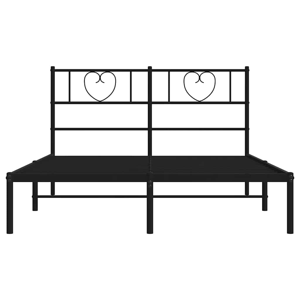 vidaXL Metal Bed Frame without Mattress with Headboard Black 135x190cm
