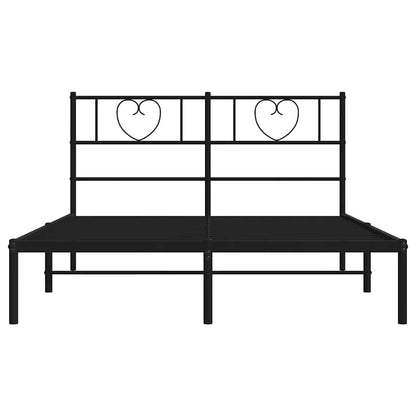 vidaXL Metal Bed Frame without Mattress with Headboard Black 135x190cm