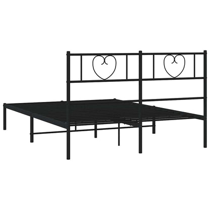 vidaXL Metal Bed Frame without Mattress with Headboard Black 135x190cm