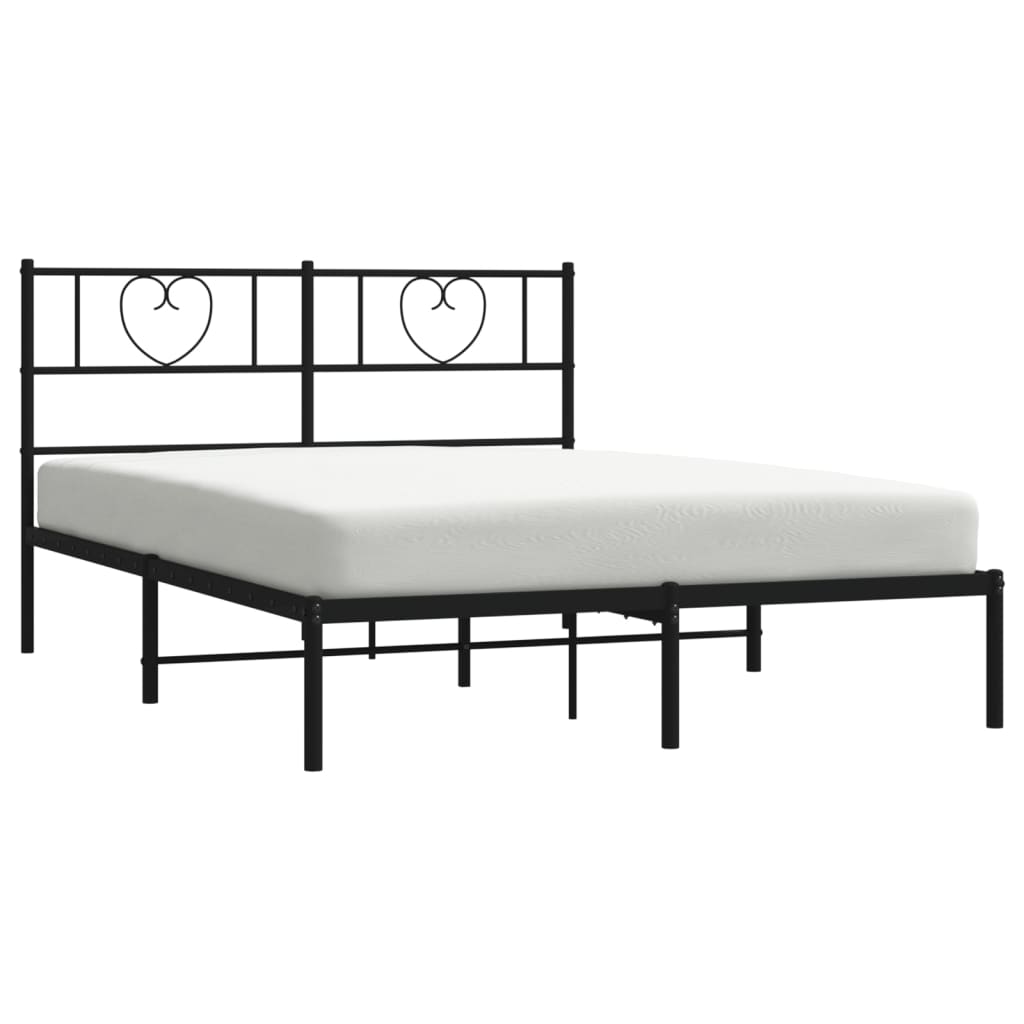 vidaXL Metal Bed Frame without Mattress with Headboard Black 140x200cm