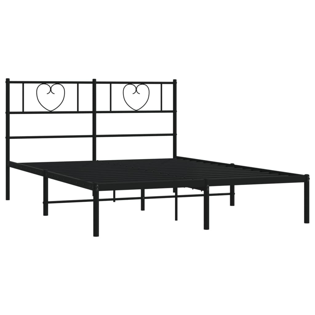 vidaXL Metal Bed Frame without Mattress with Headboard Black 140x200cm