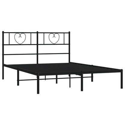 vidaXL Metal Bed Frame without Mattress with Headboard Black 140x200cm