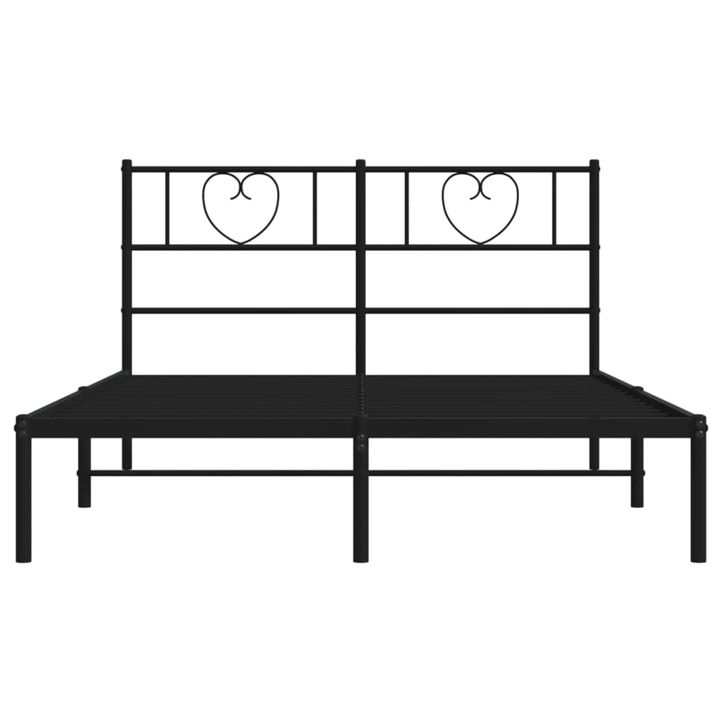 vidaXL Metal Bed Frame without Mattress with Headboard Black 140x200cm