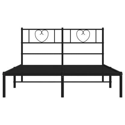 vidaXL Metal Bed Frame without Mattress with Headboard Black 140x200cm