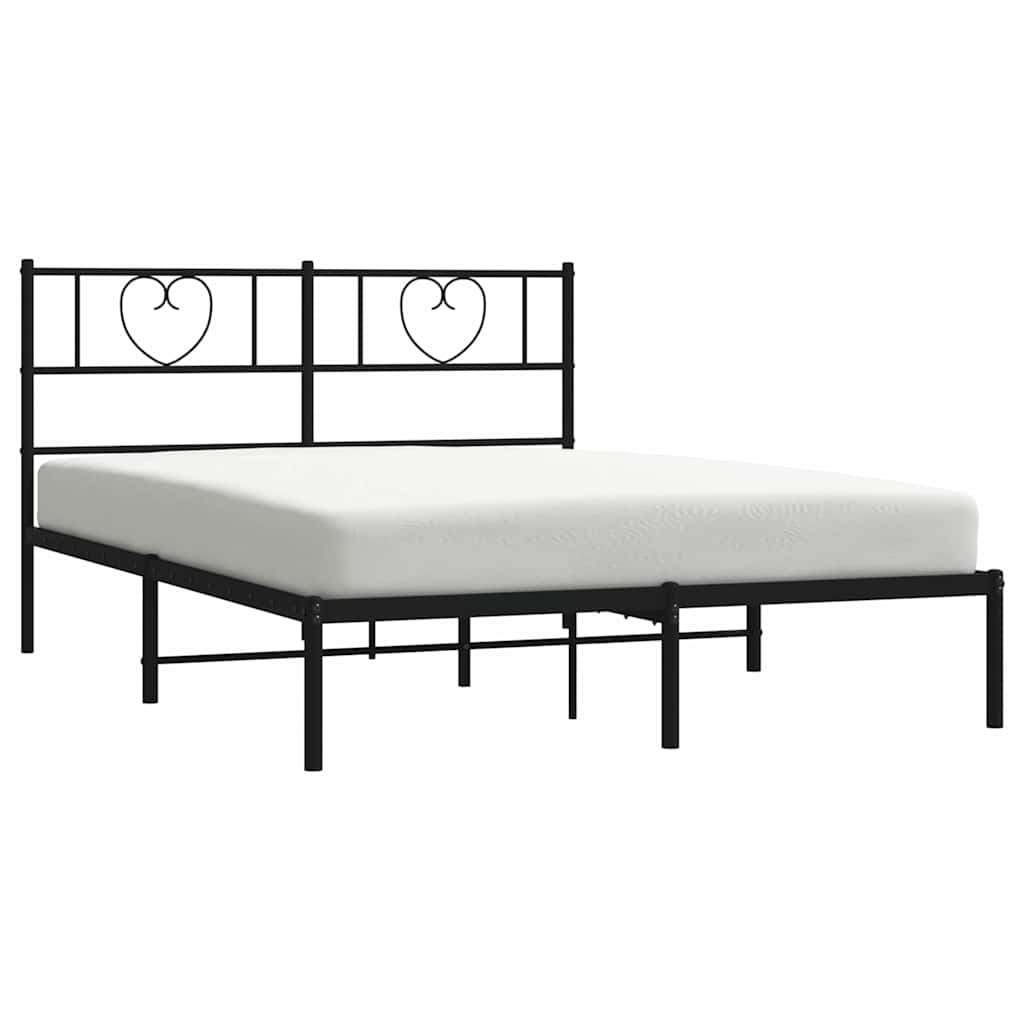 vidaXL Metal Bed Frame without Mattress with Headboard Black 150x200cm