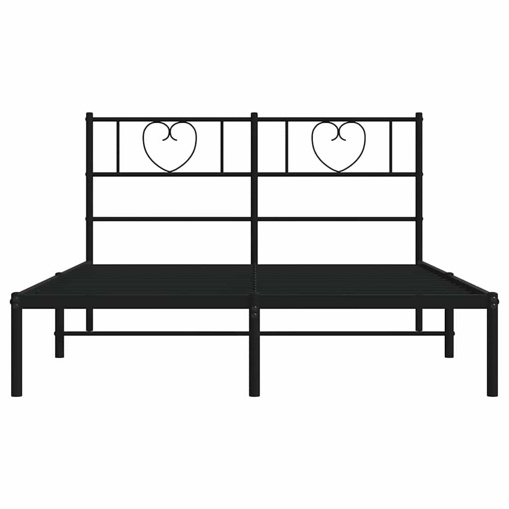 vidaXL Metal Bed Frame without Mattress with Headboard Black 150x200cm