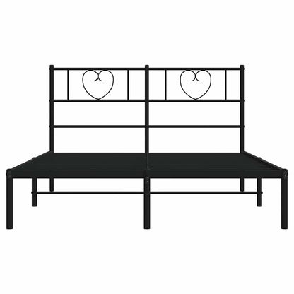 vidaXL Metal Bed Frame without Mattress with Headboard Black 150x200cm