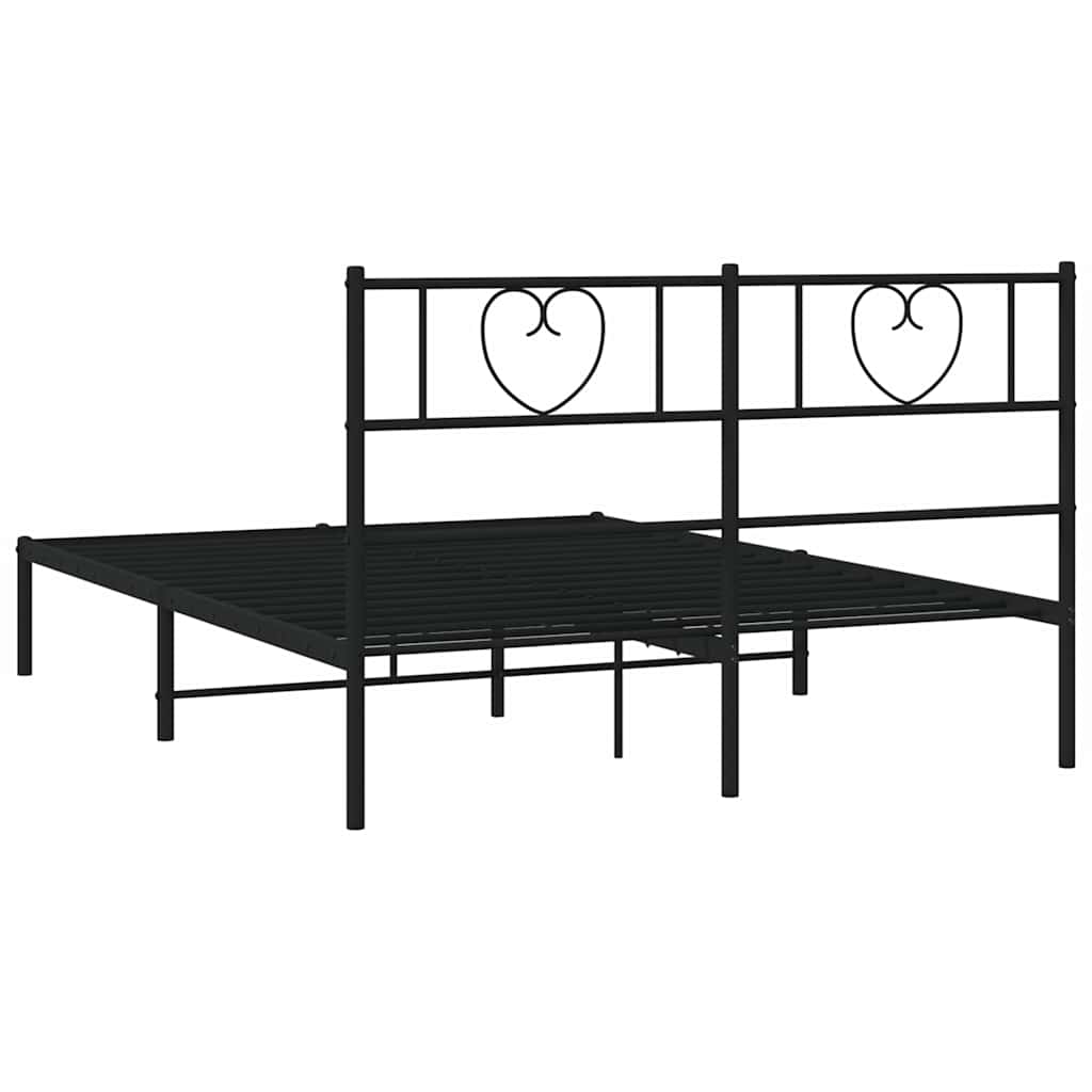 vidaXL Metal Bed Frame without Mattress with Headboard Black 150x200cm