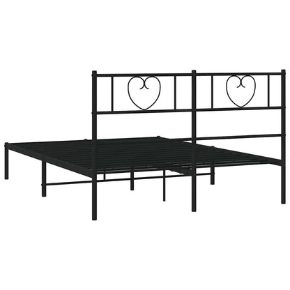 vidaXL Metal Bed Frame without Mattress with Headboard Black 150x200cm