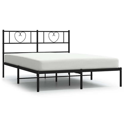 vidaXL Metal Bed Frame without Mattress with Headboard Black 160x200cm