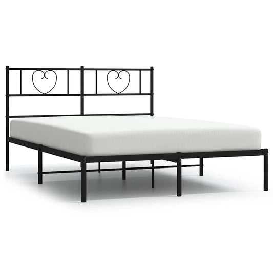 vidaXL Metal Bed Frame without Mattress with Headboard Black 160x200cm