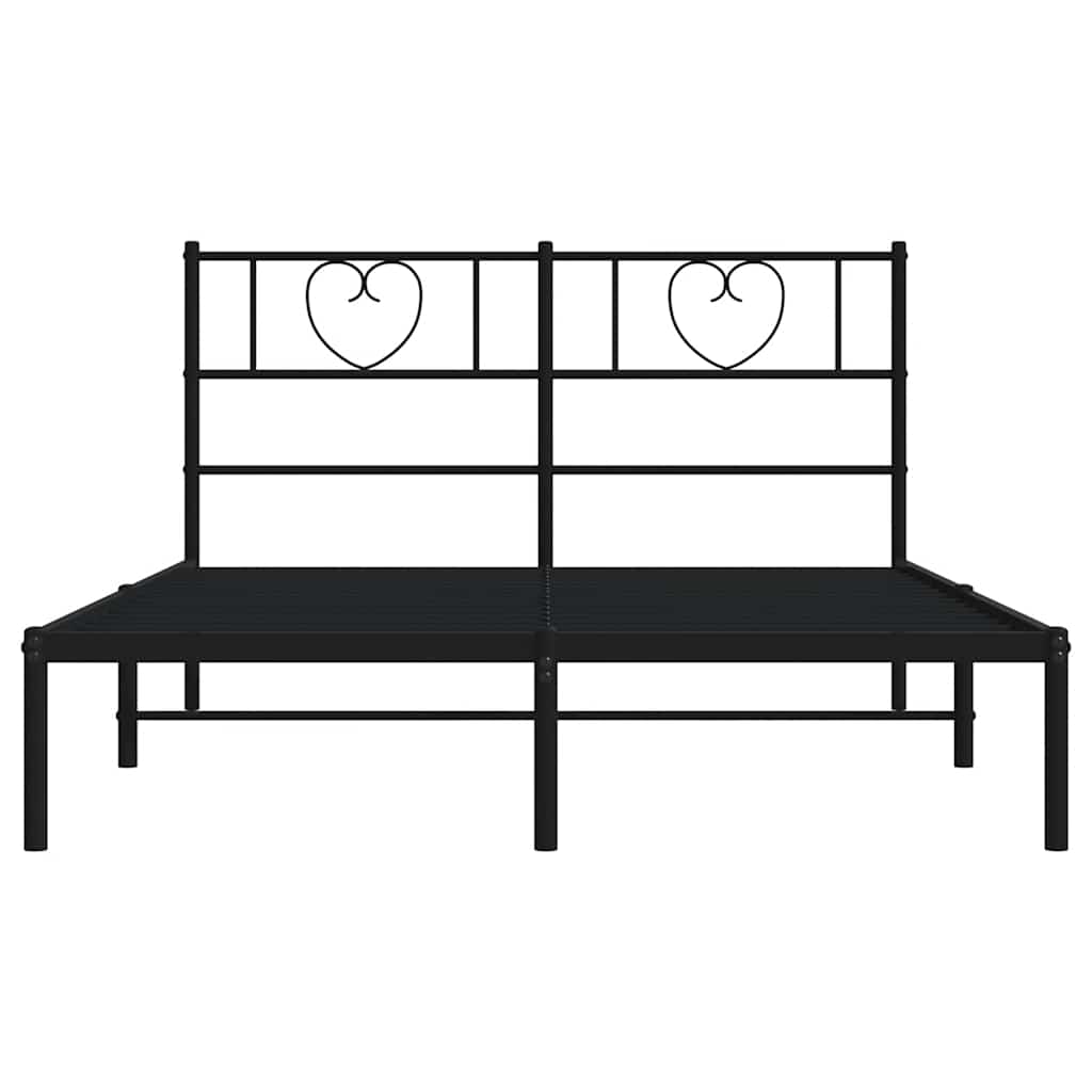 vidaXL Metal Bed Frame without Mattress with Headboard Black 160x200cm