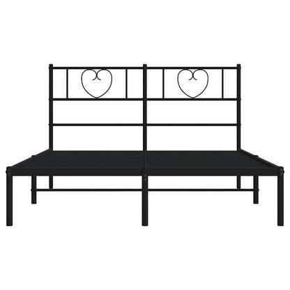 vidaXL Metal Bed Frame without Mattress with Headboard Black 160x200cm