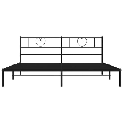 vidaXL Metal Bed Frame without Mattress with Headboard Black 180x200cm