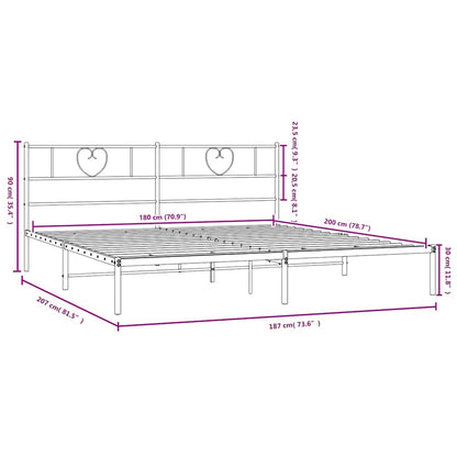 vidaXL Metal Bed Frame without Mattress with Headboard Black 180x200cm
