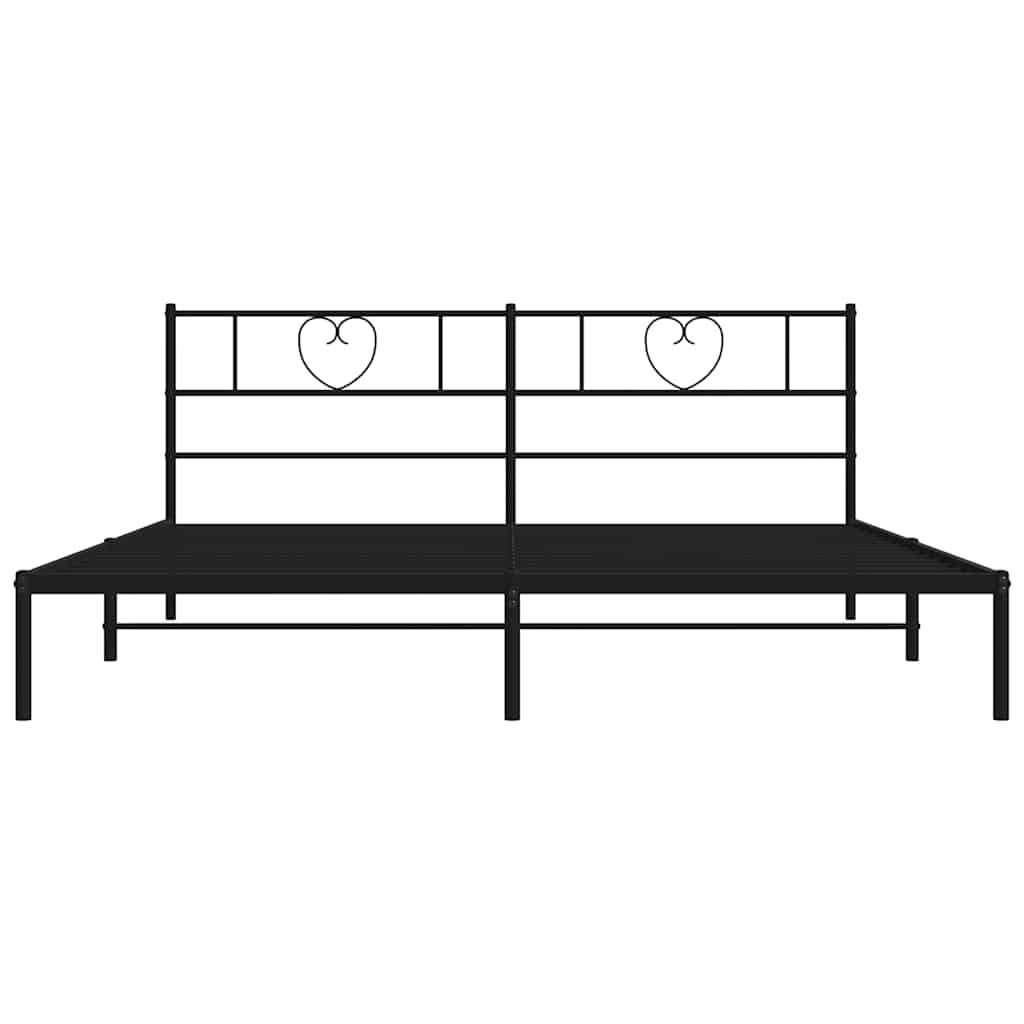 vidaXL Metal Bed Frame without Mattress with Headboard Black 183x213cm