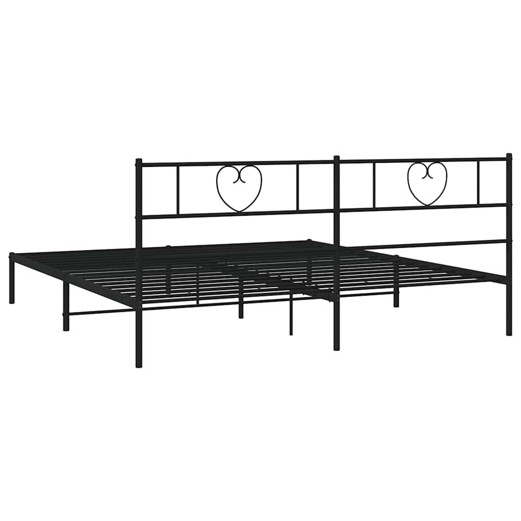 vidaXL Metal Bed Frame without Mattress with Headboard Black 183x213cm