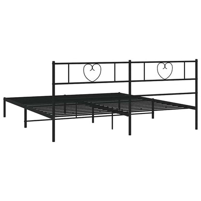 vidaXL Metal Bed Frame without Mattress with Headboard Black 183x213cm