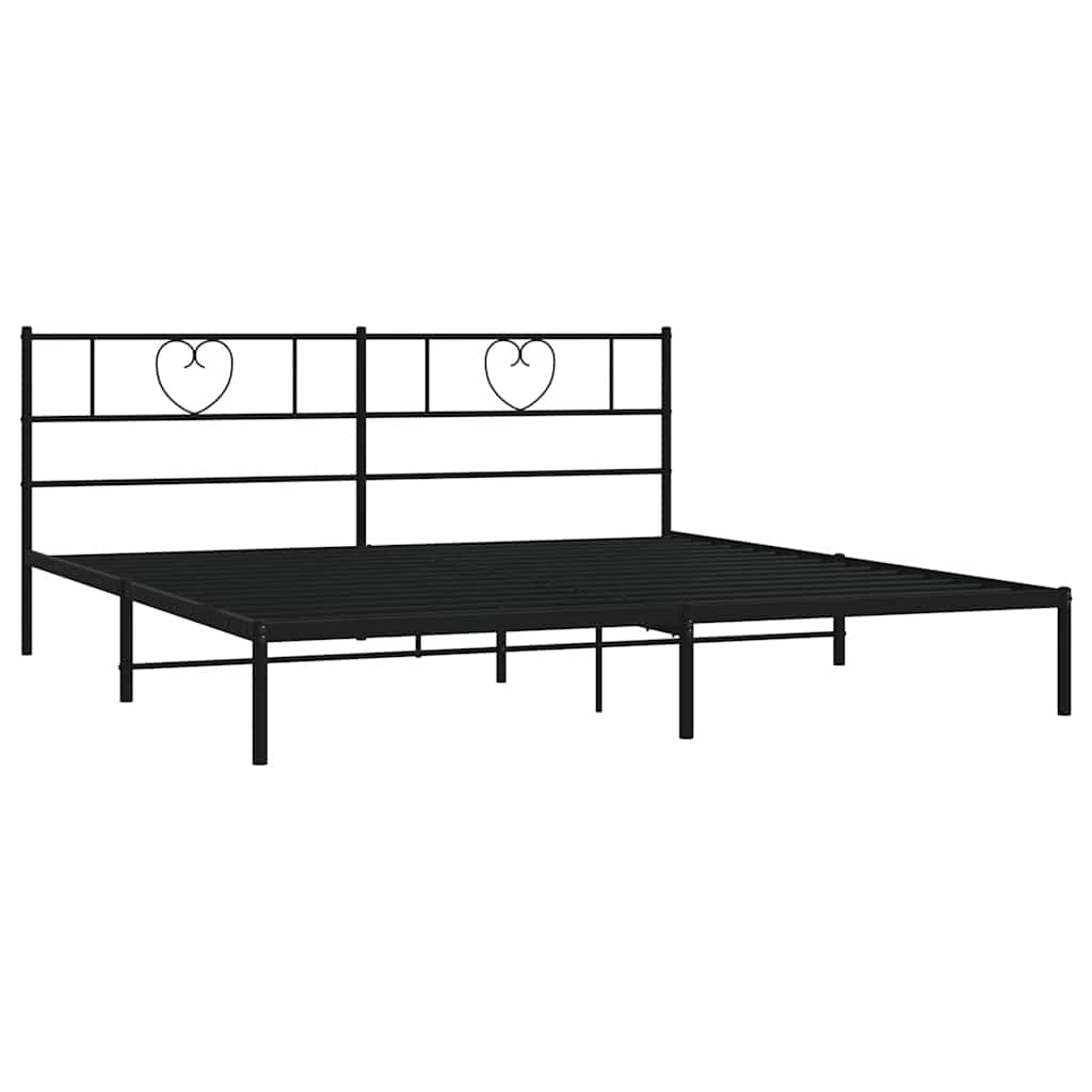 vidaXL Metal Bed Frame without Mattress with Headboard Black 193x203cm