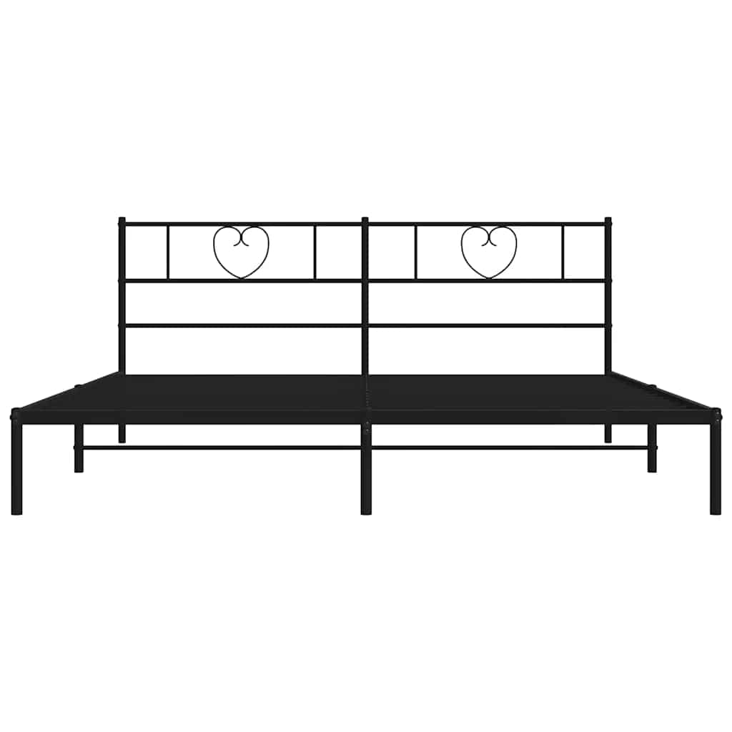 vidaXL Metal Bed Frame without Mattress with Headboard Black 193x203cm