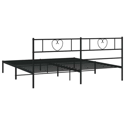 vidaXL Metal Bed Frame without Mattress with Headboard Black 193x203cm