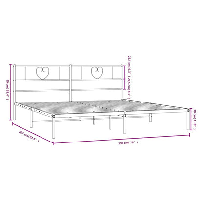vidaXL Metal Bed Frame without Mattress with Headboard Black 193x203cm