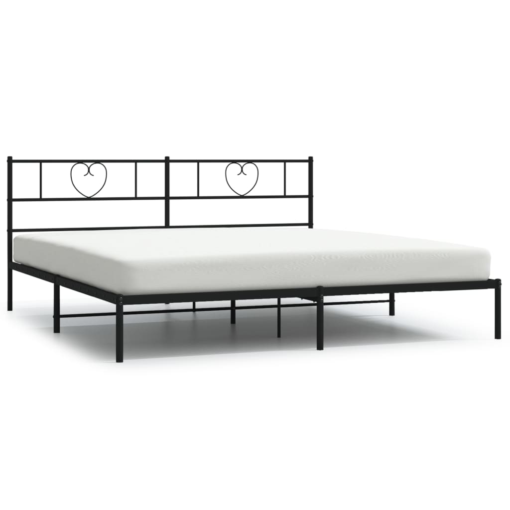 vidaXL Metal Bed Frame without Mattress with Headboard Black 200x200cm