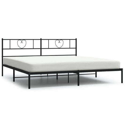 vidaXL Metal Bed Frame without Mattress with Headboard Black 200x200cm