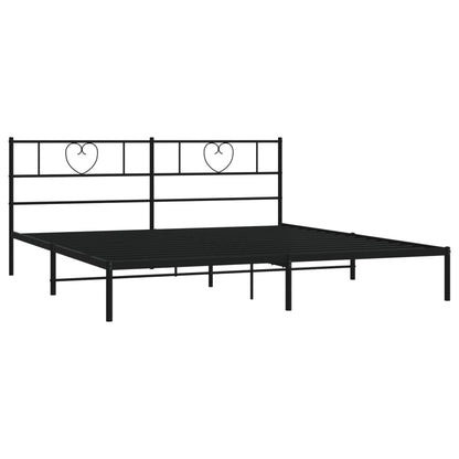 vidaXL Metal Bed Frame without Mattress with Headboard Black 200x200cm