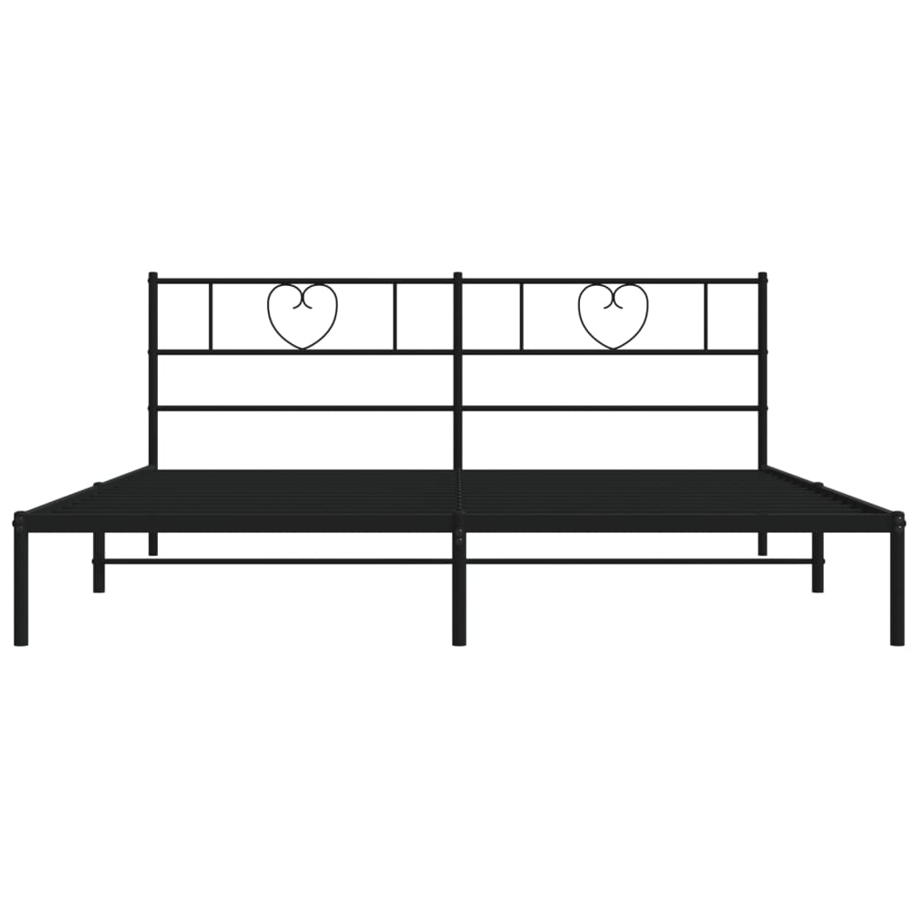 vidaXL Metal Bed Frame without Mattress with Headboard Black 200x200cm