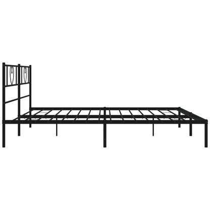 vidaXL Metal Bed Frame without Mattress with Headboard Black 200x200cm