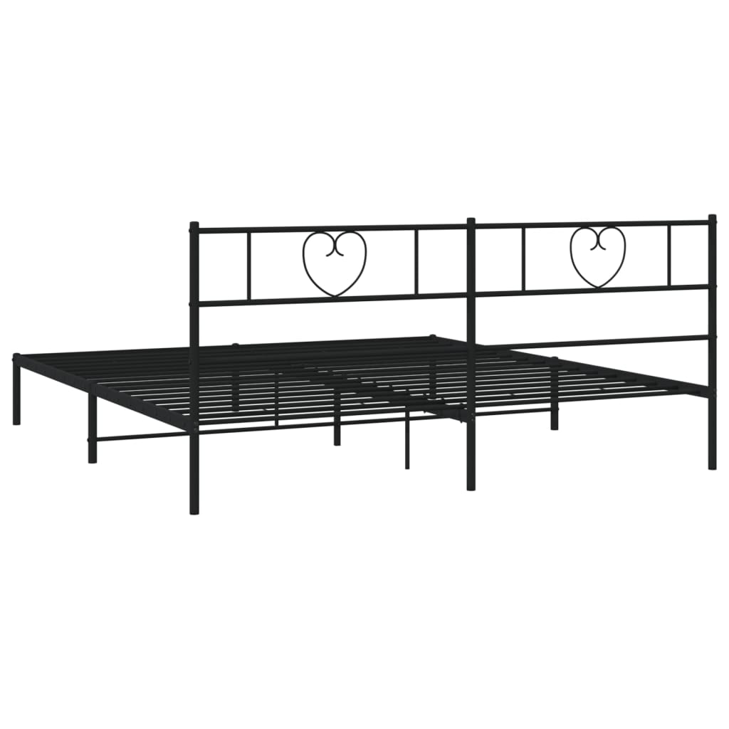vidaXL Metal Bed Frame without Mattress with Headboard Black 200x200cm