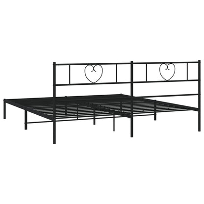 vidaXL Metal Bed Frame without Mattress with Headboard Black 200x200cm