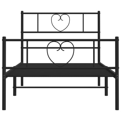 vidaXL Metal Bed Frame without Mattress with Footboard Black 75x190cm