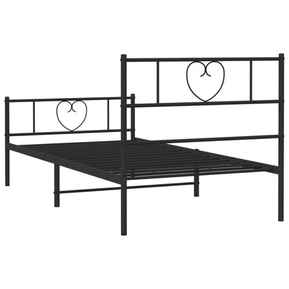vidaXL Metal Bed Frame without Mattress with Footboard Black 75x190cm